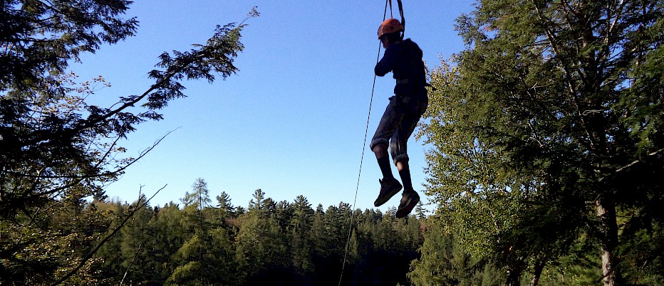 Zooming down our 900ft zipline over Lake Lillias always seems like a special event!